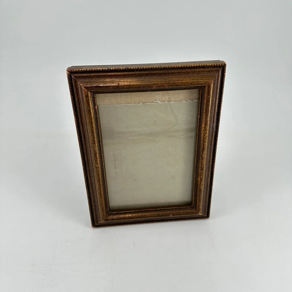 Vintage Style Bronze Gold Beaded Wood Picture Frame 5x7 Tabletop Wall Decor‎